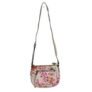 Dana Buchman Spring Floral Purse Crossbody Shoulder Bag Pink Tan DB Monogram